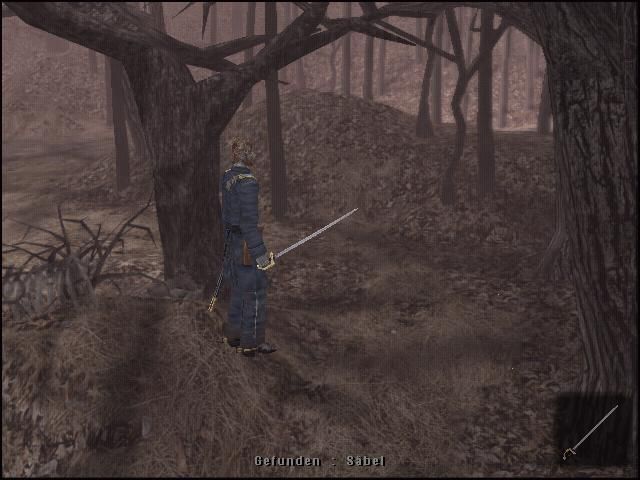Blair Witch: Volume II - The Legend of Coffin Rock (Windows) screenshot: Taking a weapon (changing to combat-mode)