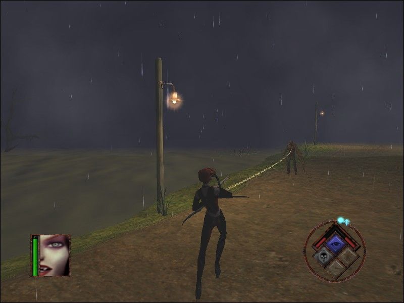 BloodRayne (Windows) screenshot: Rayne also carries a chained harpoon to bring her meals to her.