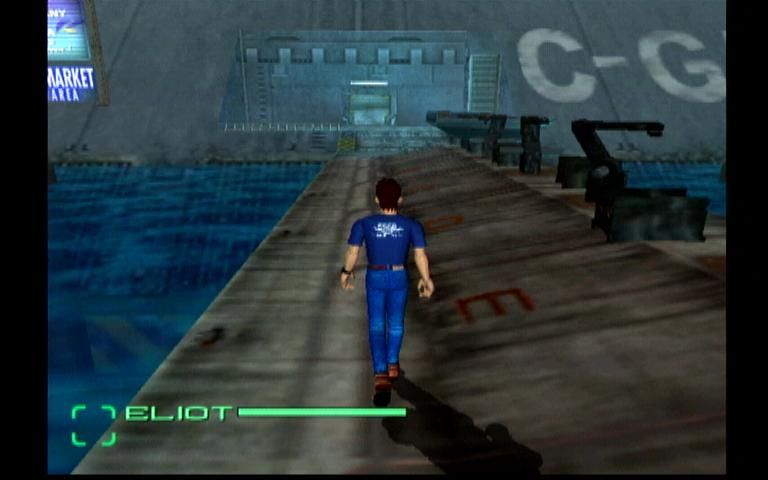 Blue Stinger (Dreamcast) screenshot: Walking Along the Dock
