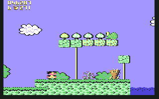 Terry's Big Adventure (Commodore 64) screenshot: The carrot is ALIVE!