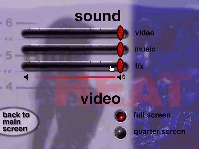 Blue Heat (Windows) screenshot: If you have problems with the video, you can change it to Quarter Screen