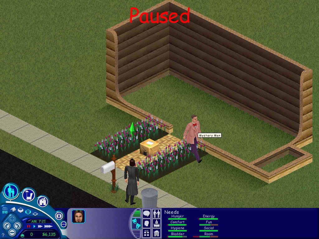 The Sims: Makin' Magic (Windows) screenshot: The Mystery Man drops off your magic starter kit, without a word.