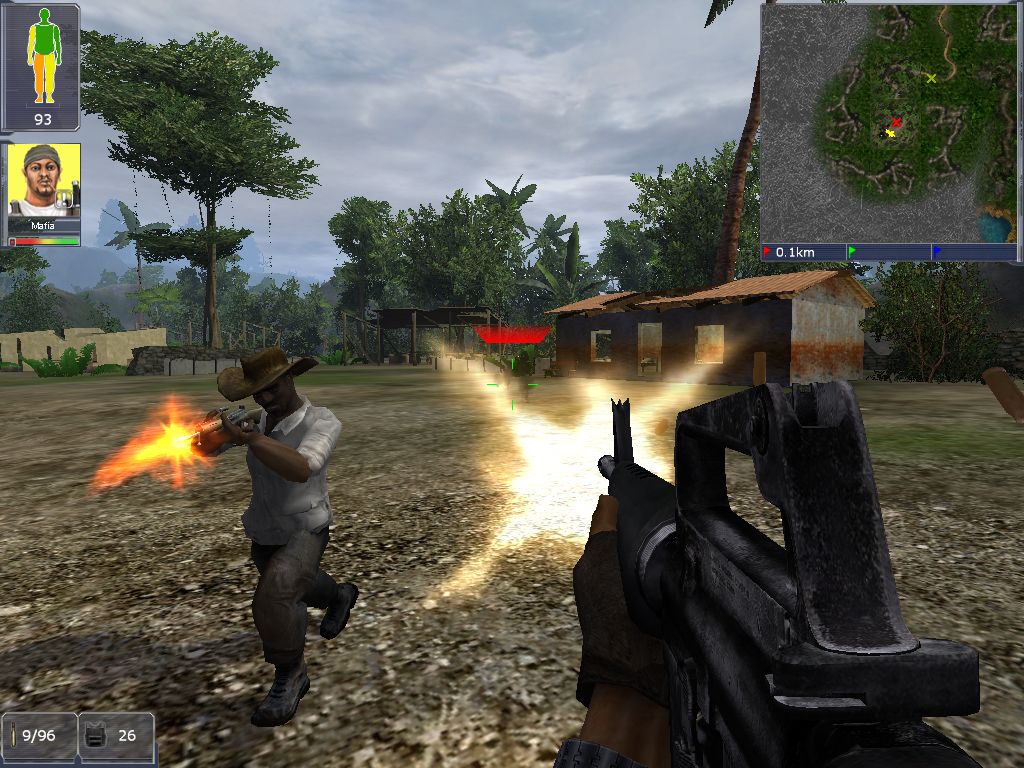 Boiling Point: Road to Hell (Windows) screenshot: The natives are friendly. Or rather not. These guerrillas don't appreciate our cooperation with the local military. And that we just blew up their truck depot