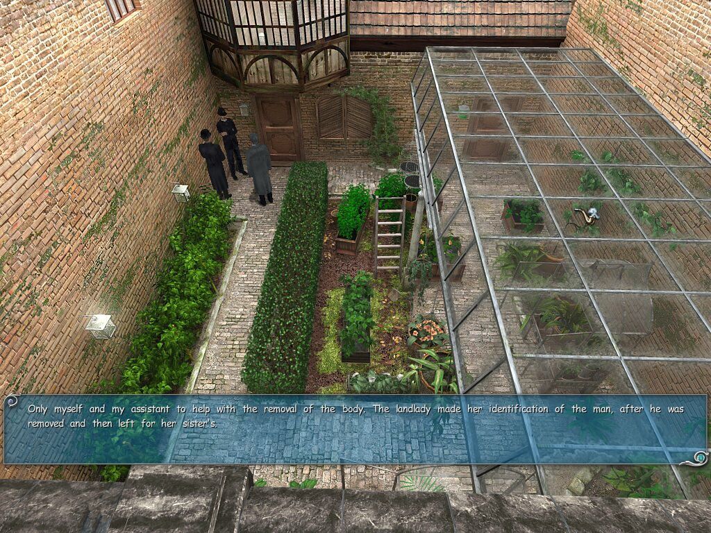 Sherlock Holmes: Secret of the Silver Earring (Windows) screenshot: A rather nice garden.