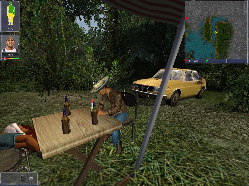 Boiling Point: Road to Hell (Windows) screenshot: Strange jungle finds: This happy camper has obviously grown tired of his girlfriend