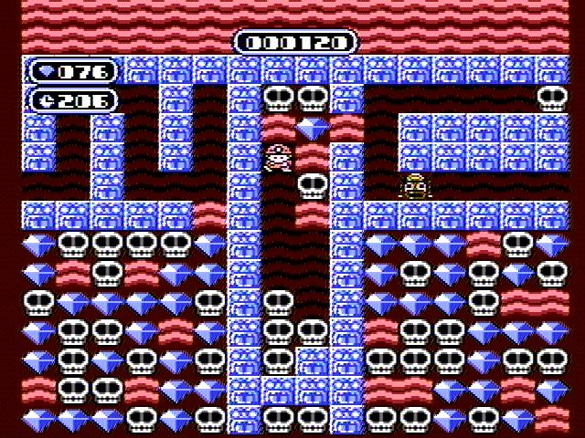Boulder Dash (NES) screenshot: Hmm, need to find a way outta here