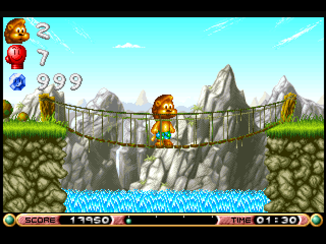 Brian the Lion Starring In: Rumble in the Jungle (Amiga) screenshot: The Rocky Mountain (AGA Version)