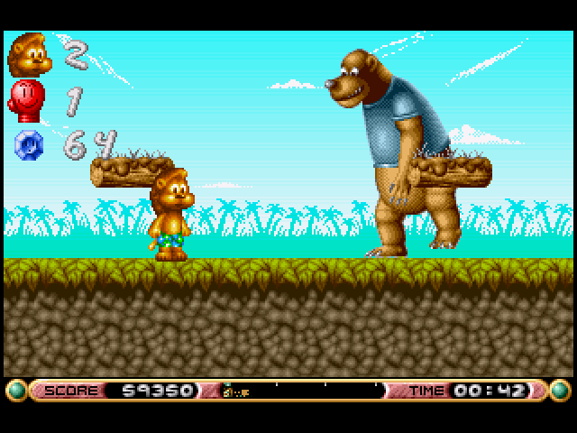 Brian the Lion Starring In: Rumble in the Jungle (Amiga) screenshot: Say hello to Barney the Bear