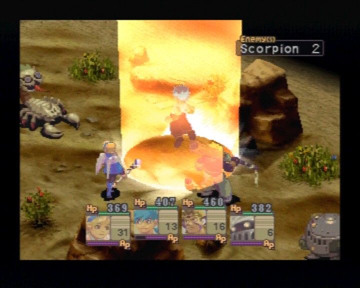 Breath of Fire IV (PlayStation) screenshot: Ryu can shift into a dragon during the battle
