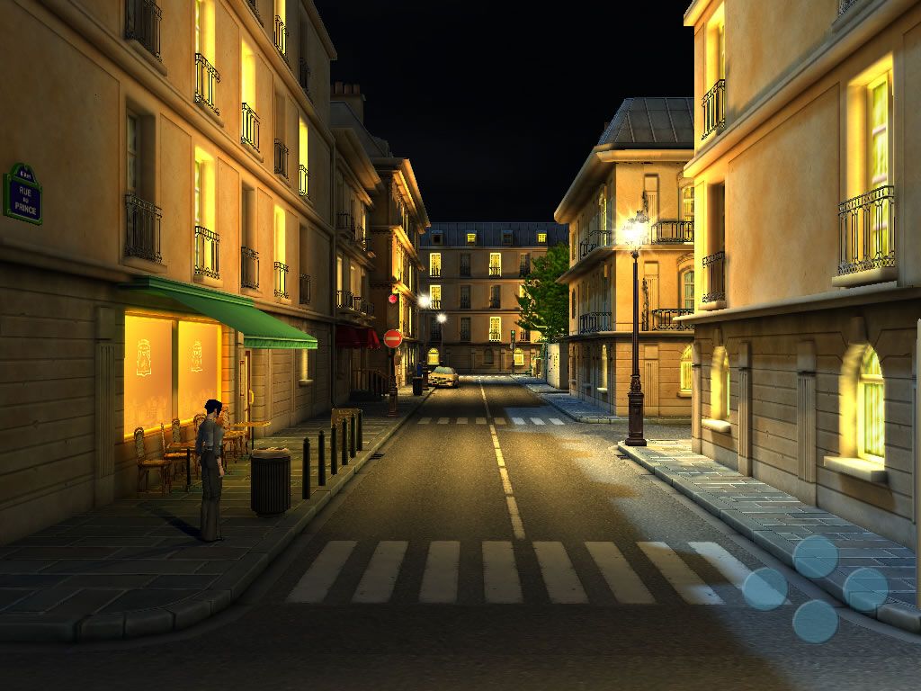 Broken Sword: The Sleeping Dragon (Windows) screenshot: Nico explores the city of Paris at night.