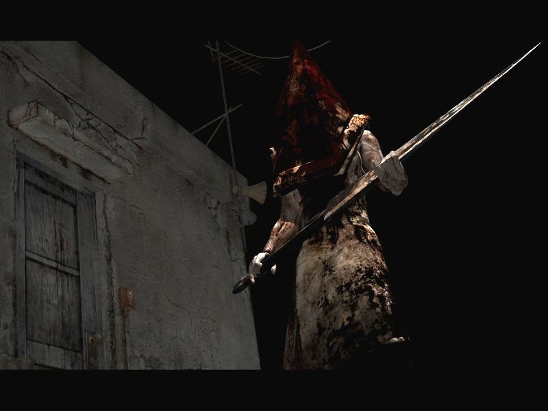 Silent Hill 2: Restless Dreams (Windows) screenshot: Pyramid-Head: hands down, the coolest villain ever and not only in videogames.