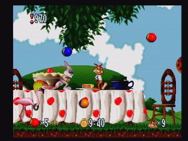 Bubsy In: Fractured Furry Tales (Jaguar) screenshot: Twisted Tea Party
