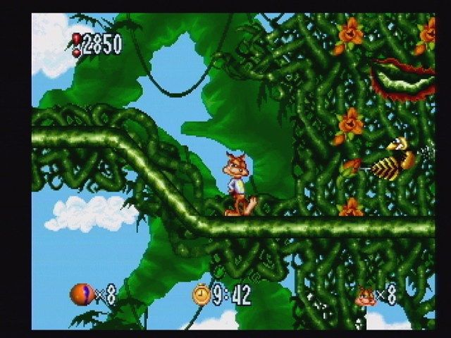 Bubsy In: Fractured Furry Tales (Jaguar) screenshot: Bubsy and the Beanstalk