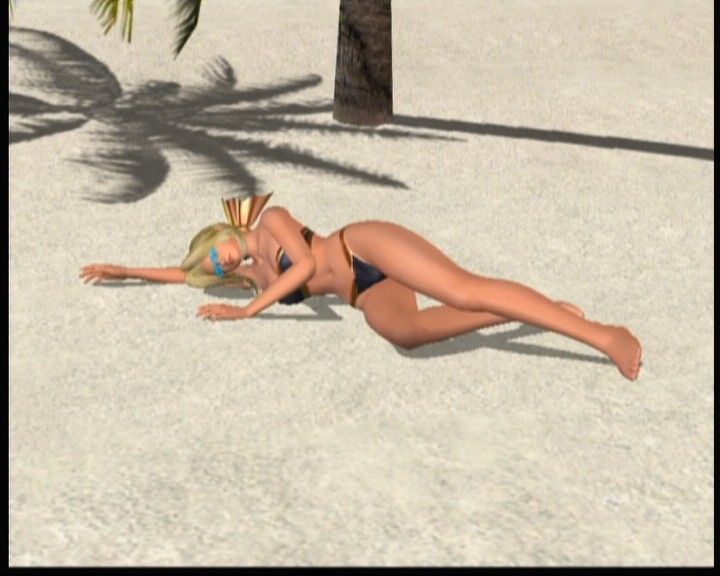 Dead or Alive: Xtreme Beach Volleyball (Xbox) screenshot: Helena enjoying the tropical paradise, certain noone is watching, heh.