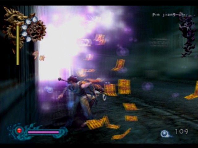 Bujingai: The Forsaken City (PlayStation 2) screenshot: Each defeated enemy will leave glowing orbs for you to collect