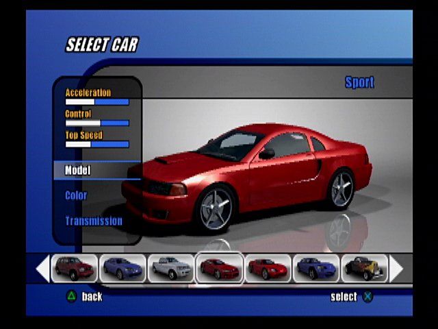 Burnout 2: Point of Impact (PlayStation 2) screenshot: Burnout 2's cars look very similar to recognizable real cars.