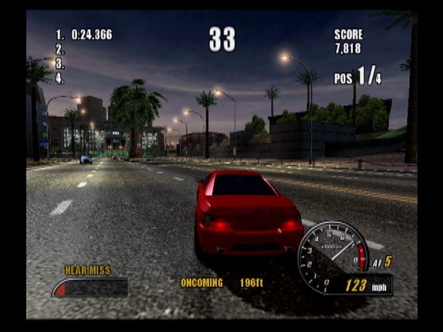 Burnout 2: Point of Impact (PlayStation 2) screenshot: The course looks similar to the American southwest.