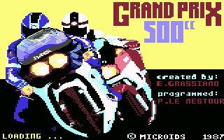 500 cc Grand Prix (Commodore 64) screenshot: Title Screen