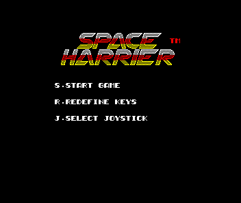 Space Harrier (ZX Spectrum) screenshot: Main menu