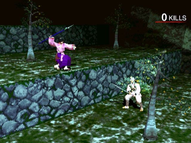 Bushido Blade 2 (PlayStation) screenshot: Taking the high ground. Like its predecessor, Bushio Blade 2 features multi-level battlefields.