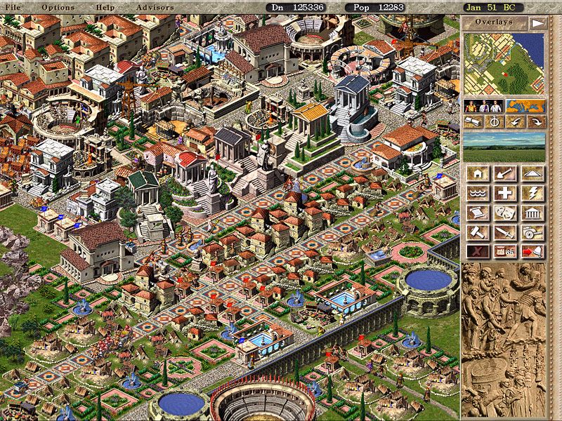 Caesar III (Windows) screenshot: a prosperous town