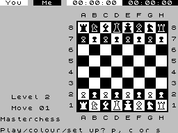 Chess (ZX Spectrum) screenshot: Player can change the colour scheme.