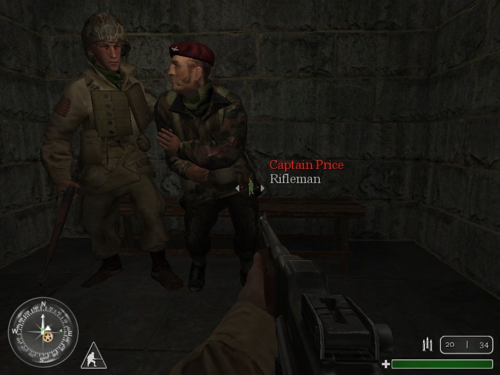 Call of Duty (Windows) screenshot: Rescuing a British soldier from a dank, German dungeon.