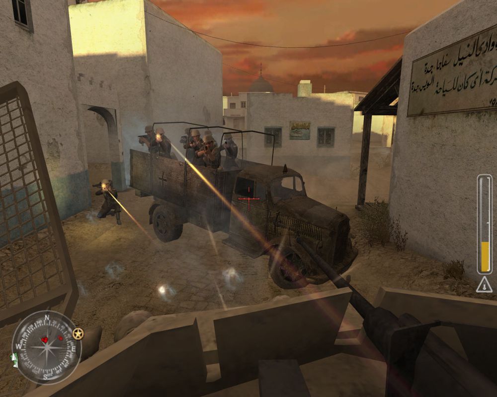 Call of Duty 2 (Windows) screenshot: Shooting to enemy truck.