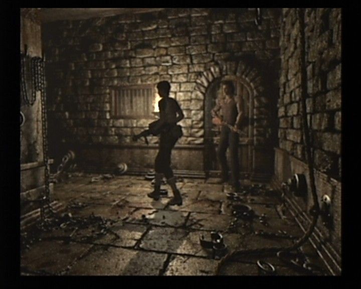 Resident Evil 0 (GameCube) screenshot: Lighting effects and shadows are extremely detailed, even though 3d characters appear to be moving on the static background sets.