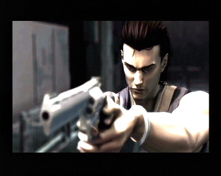 Resident Evil 0 (GameCube) screenshot: Billy with a magnum (prerendered cinematic).