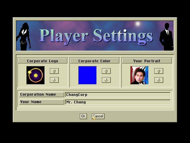 Capitalism Plus (Windows) screenshot: Setup the Player