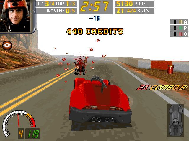 Carmageddon (DOS) screenshot: Torn in pieces.