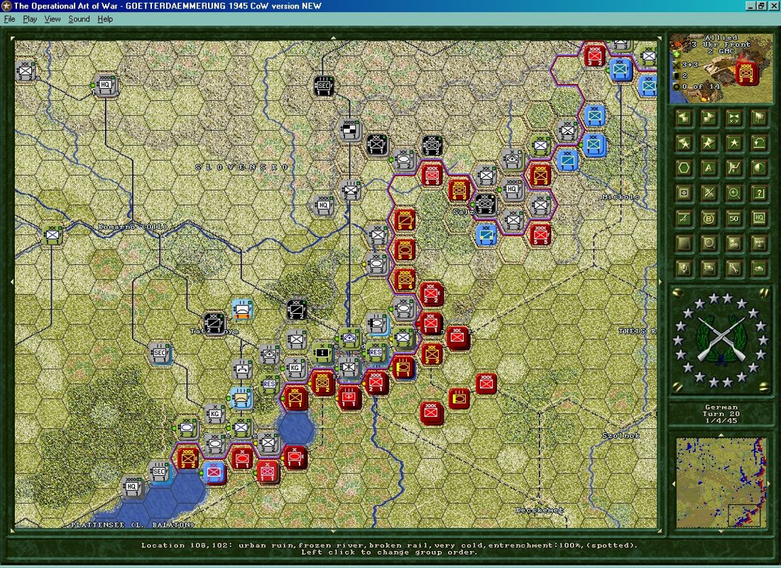 The Operational Art of War: Century of Warfare (Windows) screenshot: Soviet advancing towards Budapest early 1945