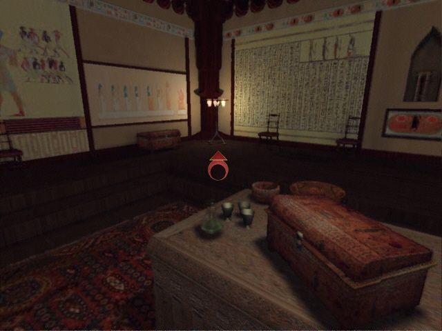 The Cameron Files: Pharaoh's Curse (Windows) screenshot: A dimly lit, strange room in the Museum
