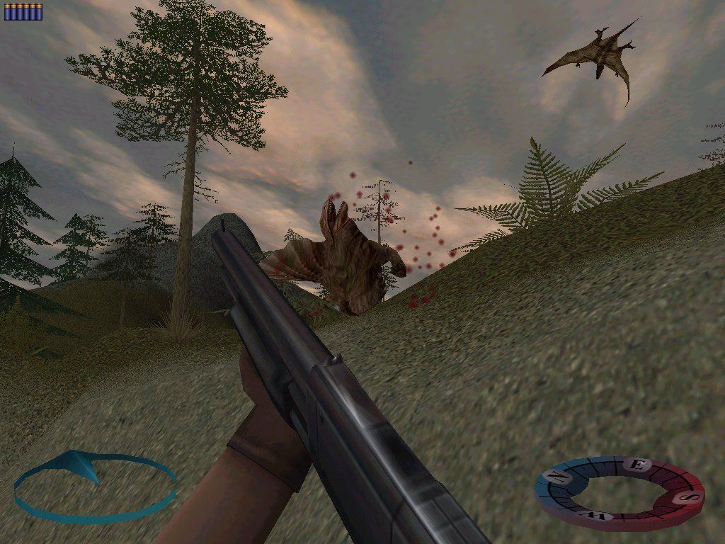 Carnivores 2 (Windows) screenshot: Blowing away a peaceful herbivore
