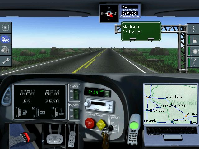 Crosscountry USA 2 (Windows) screenshot: Driving in Wisconsin