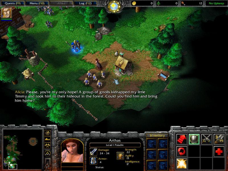 WarCraft III: Reign of Chaos (Windows) screenshot: Performing side quests usually proves rewarding for your hero, experience points-wise.