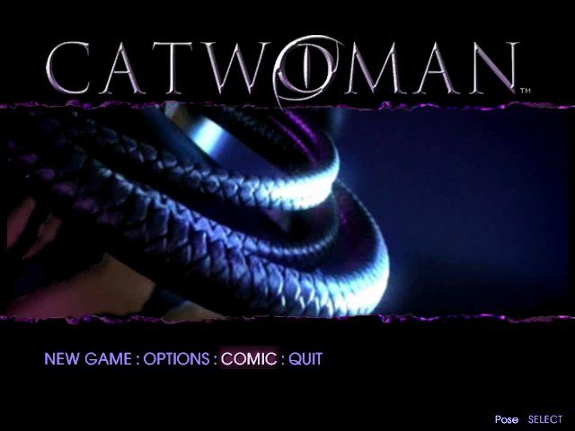 Catwoman (Windows) screenshot: Main Menu with continues movie on background