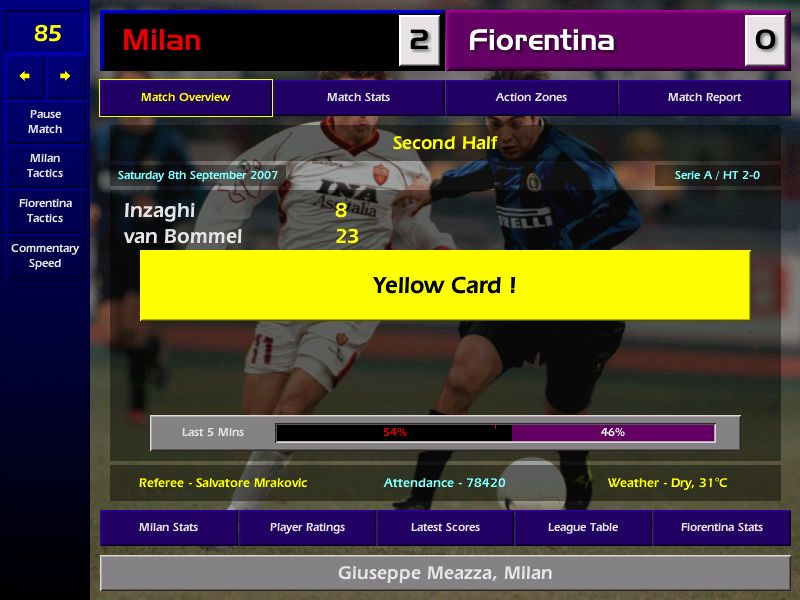 Championship Manager: Season 01/02 (Windows) screenshot: Middle of game in Manager