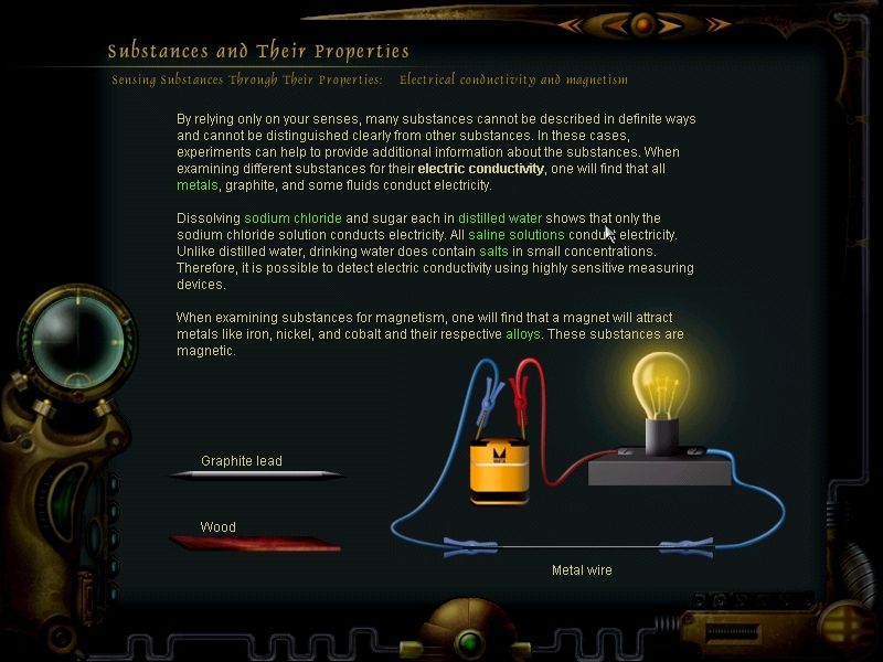 Chemicus: Journey to the Other Side (Windows) screenshot: An example of a long description with pictures.