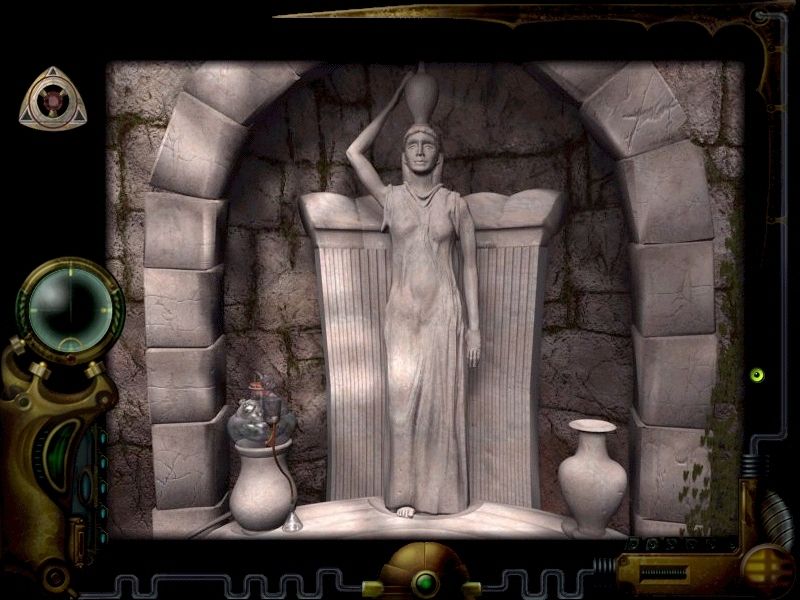 Chemicus: Journey to the Other Side (Windows) screenshot: The statue actually gives you a clue to what that place is all about.