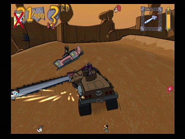 Cel Damage (GameCube) screenshot: Chainsawed