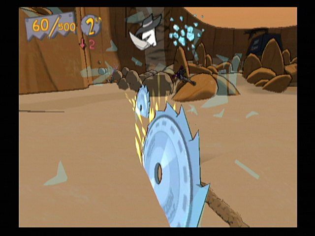 Cel Damage (GameCube) screenshot: Circular Sawed!