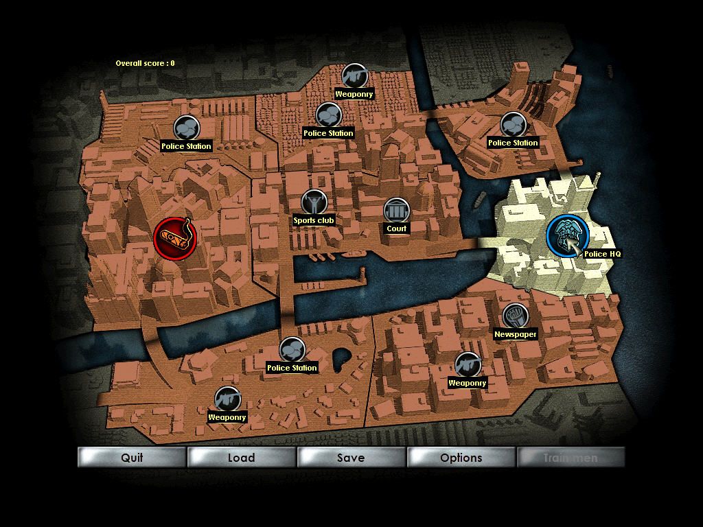 Chicago 1930 (Windows) screenshot: Each new area available to you will flash on the map