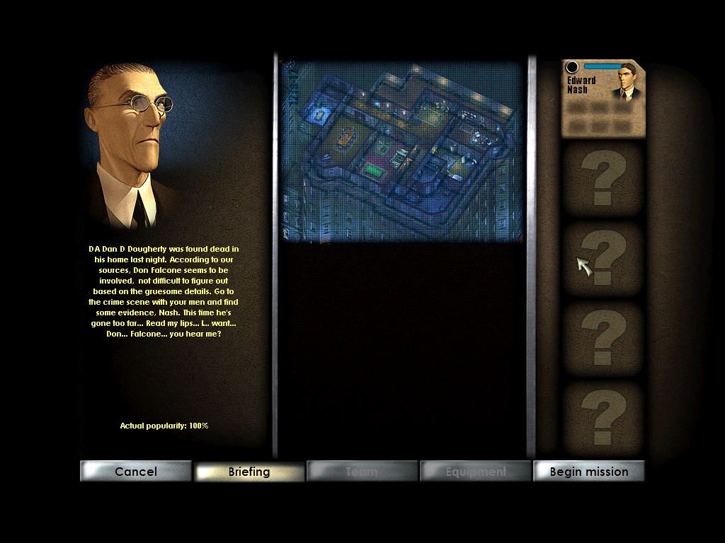 Chicago 1930 (Windows) screenshot: Mission briefing