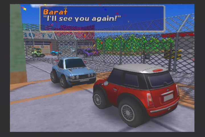 Choro Q (PlayStation 2) screenshot: Barat, your best friend and racing rival