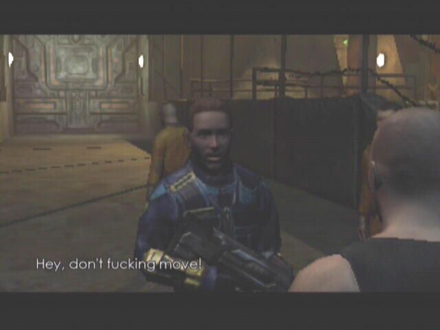 The Chronicles of Riddick: Escape from Butcher Bay (Xbox) screenshot: This is Johns, the man who captured you.