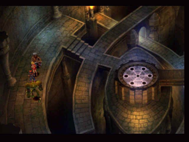 Chrono Cross (PlayStation) screenshot: The battles in the game are NOT random. You have to touch this robot in order to engage yourslef in a battle with it