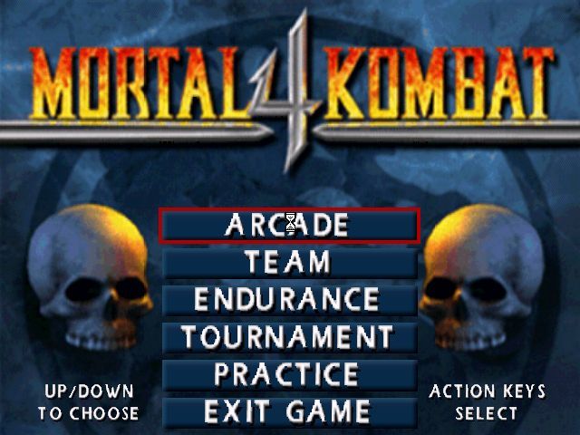 Mortal Kombat 4 (Windows) screenshot: The initial option screen