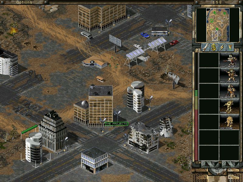 Command & Conquer: Tiberian Sun - Firestorm (Windows) screenshot: Urban area, though nothing but a great care for details, not much to interact with.